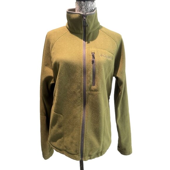 Columbia Jacket Mens Large Olive Green Interchange Fleece Full Zip Sweater Hike - Picture 4 of 14
